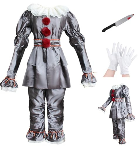 Yearsahrk 3 Stück Pennywise Kostüm Kinder Horror Clown Kostüm Handschuhe Halloween Kostüm Karneval Cosplay Requisiten