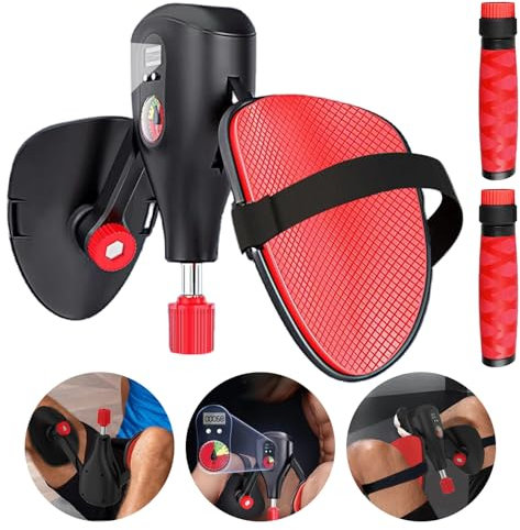 Oberschenkeltrainer Hip Trainer Beckenbodenmuskeltrainer, Beinpresse Für Zuhause Mit Festen Beingurten Und Austauschbarem Griff, Beckenboden Trainer, Beckenbodentrainer Für Männer Damen(Schwarz + Rot)