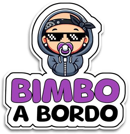 Bimbo a Bordo per Auto, Baby Rascal 16 x 15.5 cm, Baby on Board Adesivo Auto, Adesivo Bimbo a Bordo per Auto Resistente agli UV e Impermeabile, Diamond Sticker Adesivo Auto
