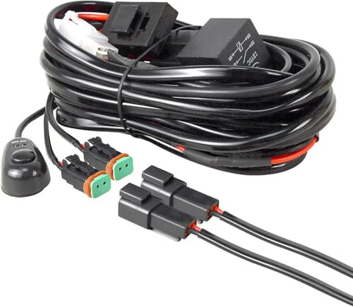 Willpower Stroboscopique Câblage à barres lumineuses LED Faisceau de Fil avec Relais et Interrupteur 12V 40A pour lampe de travail 1 pièce ou lampe de travail 2 pièces