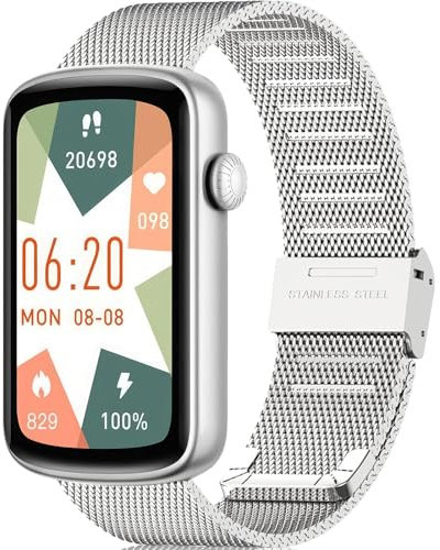OUTPUTBT Métal Bracelet 16mm Compatible avec Shang Wing Lynn 2 Smartwatch Acier Inoxydable Bracelets pour Amzhero D26 Armband pour Huawei Fit Mini/TalkBand Band7/Alienwork/FOSSIL Femme Homme