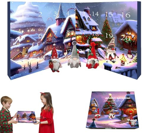 Weihnachtswichtel-Adventskalender 2024, Gonk Adventskalender 2024, handgefertigter Plüsch-Zwerg, 24-Tage-Weihnachts-Adventskalender, Countdown, Tischdekorationen, Heimdekoration, Sammelfiguren für