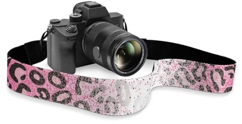 TOADDMOS Pink Leopard Print Polyester Neck Shoulder Camera Strap for Women Men All DSLR SLR Cameras Universal Shoulder & Crossbody Camera Straps Adjustable