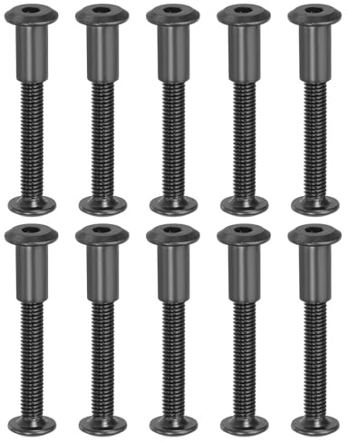 PATIKIL M6 x 40 mm Vis Chicago à Tête Hexagonale, 20 Ensembles Vis de Fixation pour Boulons, Écrous à Tête Creuse, pour Scrapbooking, Ceinture, Album Photo, Réparation de Meubles, Noir