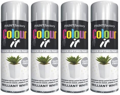 SDMAX Brilliant White Spray Paint, Fast-Drying, Non-Cracking, Smooth & Gloss Finish, Long Lasting, Easy To Use, Lightweight And Portable, Multipurpose Use, 250ml (4PCS)