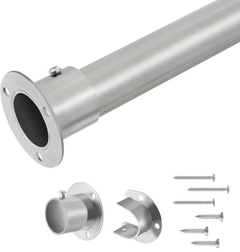 Perchero de 32 mm, extensible, 74 – 190 cm, barra telescópica con gancho de metal