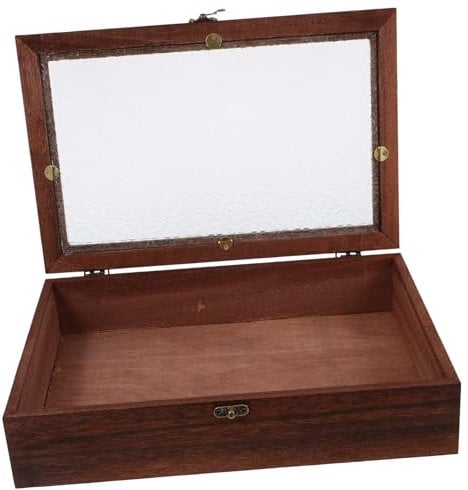 TOPBATHY Armoire De Luxe En Bois Avec Plateau En Verre Trempé Boîte À Bijoux Vintage Pour Le Rangement Du Thé Du Maquillage Et Des Petits Objets