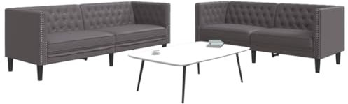 Willood 2-TLG. Chesterfield-Sofa-Set Grau Kunstleder