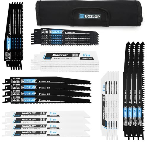 MUOZLOP 32 Pack Säbelsägeblätter Set， Sägeblätter für Säbelsäge aus CRV & BIM ，für Holz/Metall Säbelsägeblätter inkl Box (32 Stück)