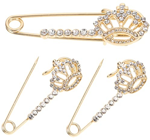 TOGEVAL Luxuriöses Broschen-set Mit Strass-krone 3-teilig Sicherheitsnadel Für Damen Eleganter Und Modischer Schmuck