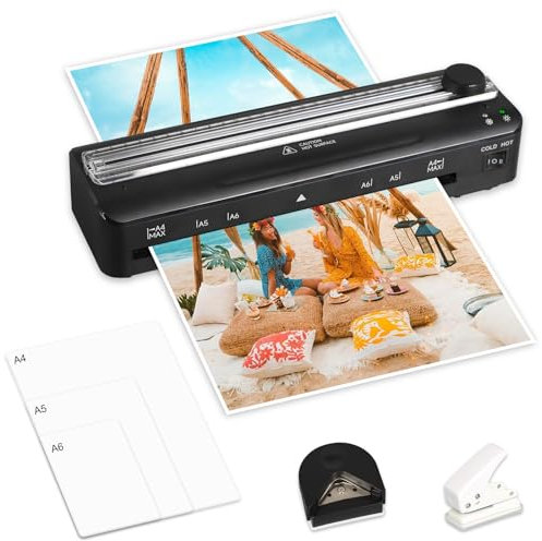 Laminiergerät A4, Für 80 bis 125 mic Laminierfolien, 5 in 1 Heiß und Kalt Multifunktionales Laminator mit Papierschneider und Eckrunde für A4 A5 A6 für den Heimgebrauch Büro Schule Fotos