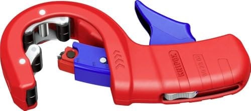 KNIPEX DPT50 Tagliatubi per tubi di plastica a parete spessa, anche con anima in schiuma Taglio e smussatura in un unico passaggio in, 90 23 02 BK