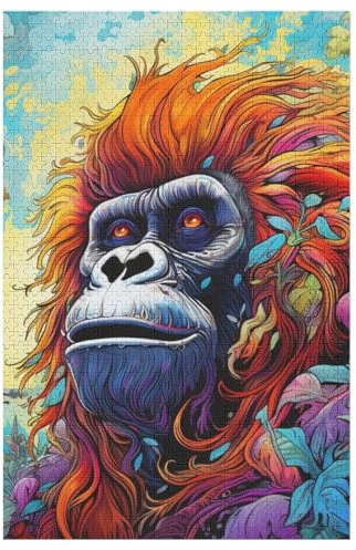 Monkey 1000 Piece Wooden Jigsaw Puzzles for Adults & Kids - Puzzle for Teens 78×53cm