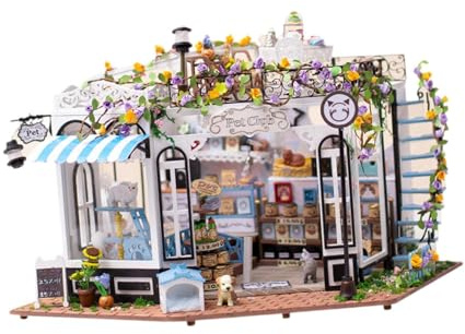 Casa de muñecas en miniatura de madera para mascotas con muebles, casa pequeña para adultos