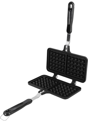 Eujgoov Cast Iron Waffle Maker Double Headed Non Stick Stovetop Pan for Camping and Home with Even Heating