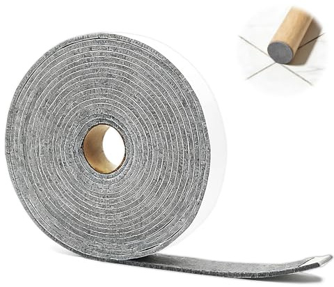 Hexizexi Filzband Selbstklebend 6m x 3cm x 0.4cm Filzstreifen Filzklebeband | Grau Fenster Kondensationsabsorber Anti Condensation Feuchtigkeitsabsorber für Stühle Möbel Beliebige Form Zuschneidbar
