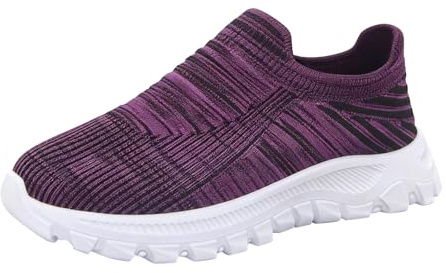 Chaussures décontractées à un pied pour femme - Douces - Respirantes - Tendance - Largeur H - Noir, lilas, 36 EU