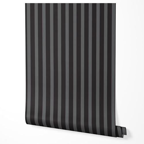 GP TONER Vliestapete Streifen Grau Schwarz Modernes Design Tapete Wohnzimmer Schlafzimmer Küche Flur Elegante Wanddeko UV-beständige Tapete 5m x 0,5m