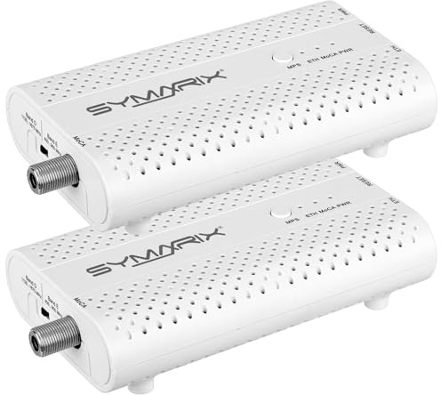 SYMARIX TMU 31 MoCA 2.5 Starter-Set – Ethernet Over Coax, LAN über Koaxialkabel, bis 2,5 Gbit/s, auch für Kabel-TV und SAT, inkl. Koaxial- & Ethernet-Kabel