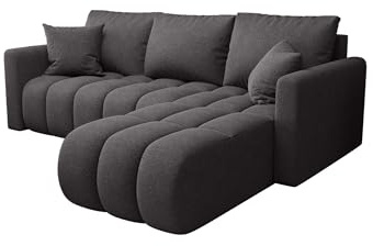 CORNERO Garda Ecksofa L-Form mit Schlaffunktion und Bettkasten – Couch L-Form fürs Wohnzimmer 3-Sitzer 230 cm x 150 cm x 88 cm