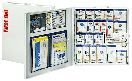 First Aid Only 746000 SmartCompliance 50-Person ANSI A+ and OSHA Compliant First Aid Kit for Business, Large Metal First Aid Cabinet with Medications, 241 Pieces