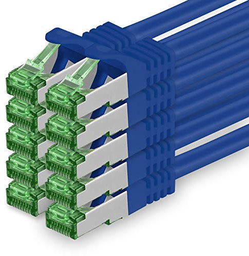 2 M Cat.7 Netzwerk-Kabel 10 Stück Cat7 Patch-Kabel LAN-Kabel Ethernet RJ45 10 Gbit/s (Alle Internetgeschwindigkeiten) Blau 2 Meter