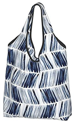 MSINCUDJ Einkaufstaschen für Frauen Wiederverwendbare Falttasche Umhängetaschen Einkaufstaschen-Aquarell Feder Navy Cbs
