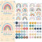 Gsrhzd Wandtattoo, 152 Stück Wandsticker Kinderzimmer, Wandaufkleber Kinderzimmer mit Regenbogen, Sterne, Punkte, Kinderzimmer Wanddeko, für Wanddekoration