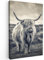 MuchoWow© Bild auf Leinwand Groß 80x120 cm XXL Schlafzimmer Bilder Wand Deko Wohnzimmer Modern Wanddeko Bilderwand Geschenk Schottisches Hochlandrind - Highland Cow - Tiere - Wolken - Kuh - Natur