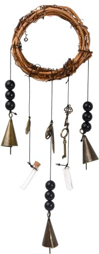 Weihnacht Hexenglocken Vintage Hexen Windspiel 30x10cm Rattan Kranz Glocken Wand Türaufhängung Glockendeko Weihnachtskranz Windspiel Anhänger für Weihnachten Halloween Haus Garten Innenhof
