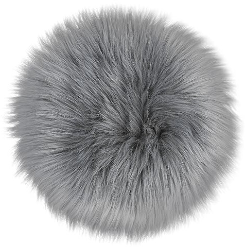 Sibba Teppich für Schlafzimmer Flauschiges Kunstfell Flauschig Lang Kaminversteck Runder Teppich Stuhlbezug Kissenpolster PlüSch Waschbar Tischbezug Zuhause Küche Dekorativ (15,7 inch/40cm, Grau)