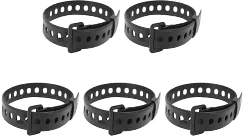 Loufy 5 x Gepäckspanngurte, Spanngurt, Cargo-Aufbewahrung, Gürtelschnalle, strapazierfähiges Gummi, schwarz,