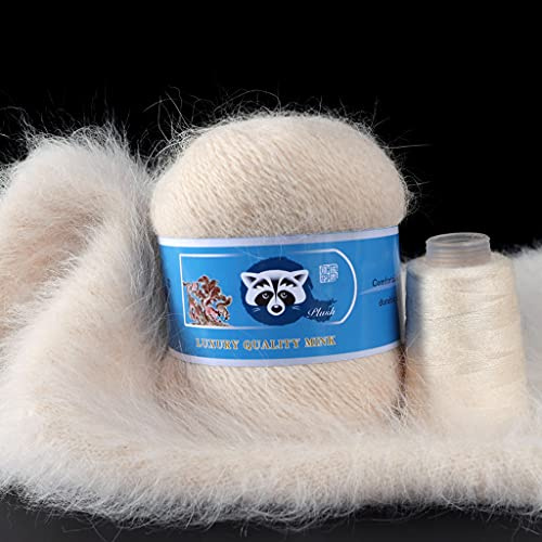 JTQYFI 2 Stück Plüsch Nerz Stricknadeln Aus Reiner Natürlicher Wolle Kammgarngarn Handgefertigtes Woll Couture Herstellungsmaterial 50 G + 20 G Weiches Dickes Strickwollgarnknäuel