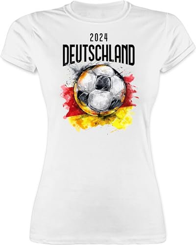 Shirt Damen - Fußball EM WM - Deutschland 2025 Germany - S - Weiß - Deutschland-Fanartikel fußballtrikot Europameisterschaft Deutschland. Funshirts für Frauen Deutschland-t-Shirt wm-Shirts