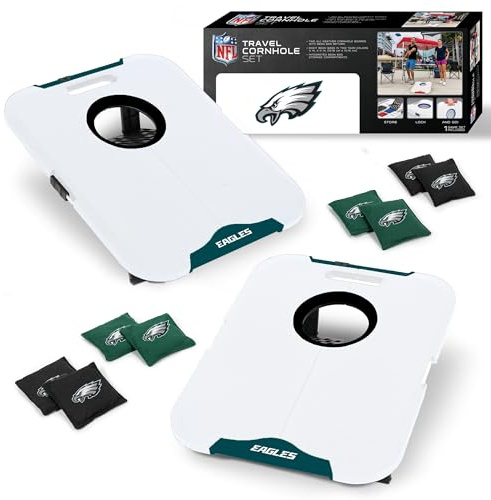 Wild Sports NFL Philadelphia Eagles Pro Football Allwetter Cornhole Set – Reise-Sitzsack-Wurfset enthält 8 Sitzsäcke