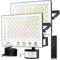 Viugreum 2 * 200W Projecteur LED Détecteur de Mouvement et Télécommande, 20000LM Blanc Froid 6500K Dimmable Projecteur LED Avec Detecteur, Étanche IP66 Spot LED avec Minuterie pour Jardin Garage