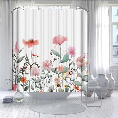 FAIRYGATE Duschvorhang mit Haken Dusche Gardinen Duschvorhang Schimmelfest Beständig für Badezimmer Große Quadrate Muster Lang Badezimmer Badewanne Antibakteriell Duschvorhänge 180x180CM B9805