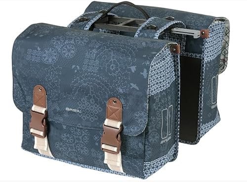 Basil Boheme Doppelte Fahrradtasche MIK - 35L, Blau, Wasserabweisend, Inkl. abschließbarer MIK-Adapterplatte, Perfekt für Alltag und Freizeit