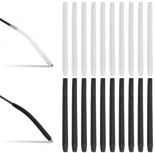 20 Pair Glasses Arm Covers, Eye Glasses Ear Cushion, Anti-Slip Eyeglasses Retainers, Silicone Anti-Slip Eyeglass Ear Hook, Elastic Comfort (Black, White)