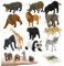 Kleine Montessori -Tierfiguren mit Flash -Karten, 24pcs realistische Tierfiguren Spielzeug, Bildungstierspiel mit simulierten Wildtieren und englischen Karten für Kleinkinder Kinder Lernen Spielzeug