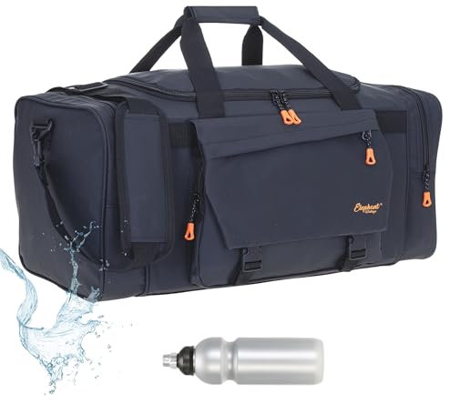 Elephant Sporttasche Reisetasche Saunatasche Herren Damen aus Plane Tour 68 cm mit Yogamatte-Halterung Bag Sport Fitness Sauna Tasche Gymbag sehr groß 1306 XL + Trinkflasche (Black (schwarz))