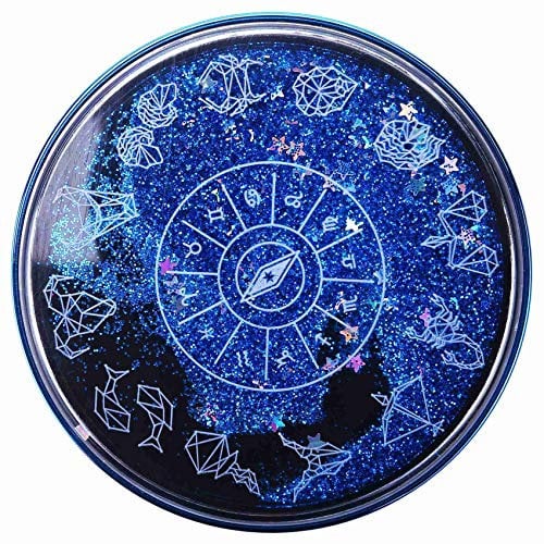 Ohulelks Cute Fashion Contact Lens Case,Portable Travel Glitter Luxury Bling Stars Liquid Quicksand Contact Lens Cases Eye Care Set(Blue)