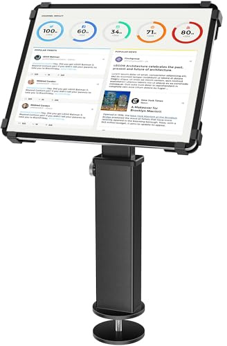 AboveTEK iPad Tischhalterung, Verstellbarer Tablet Ständer mit 360° Drehung & 180° Neigung, Passend für 9,7-13 Tablets, Anti-Diebstahl iPad Halter aus Aluminium, Ideal fürs Büro & Geschäft-Schwarz