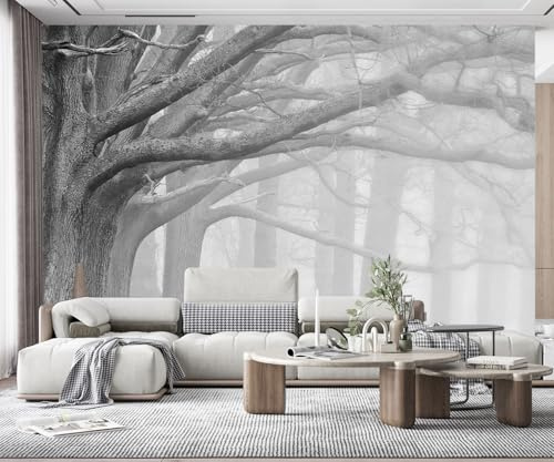 songqians Papier Peint Panoramique 3D Grand Arbre Noir Et Blanc Fonds d'écran Tapisserie Mural Salon Chambre Décoration Murale -SQ010-350x250cm（Width x Height）