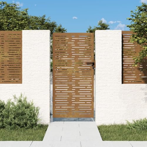 Homgoday Puerta de jardín Acero corten diseño Cuadrado 85x200 cm Puerta Jardin Puerta Jardin Metalica Puertas metalicas Exterior Puertas Jardin