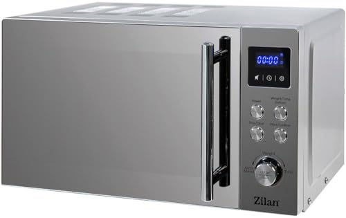 Micro-ondes 20 l - Miroir avant chromé avec 8 programmes automatiques - 6 niveaux de puissance - Écran LED - Fonction décongélation - Sécurité enfant - Minuterie - Cuisson express - Silent Mode