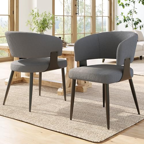 LANTRO JS Esszimmerstuhl, Rückenkissen Stuhl mit Hochelastischem Schwamm Gefüllt, Flanell Sitzkissen Stuhl ist Ergonomisch Gestaltet, 2 Stück, Grau