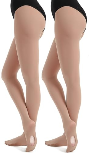 DUCMODA Ballett Strumpfhose Damen 60D Weich Convertible | 1-3er Pack elastische halbblickdichte Tanztstrumpfhose für Damen toeless/mit Fuß, ideal für Ballett, Yoga, Sport & Alltag