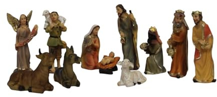 ZICOM Krippenfiguren Krippenset Miniaturenset 11-teilig Höhe 6cm handbemalt Polyresin, Modellbau Puppenhaus