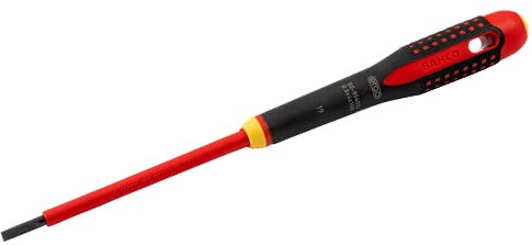 Bahco BE-8065S Ergo Insulated Screwdriver for Slotted Head Screws, Multi-Colour, 297 mm
